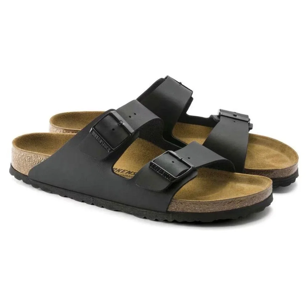 Birkenstock Arizona Black Birko-Flor Two Strap Slide Sandals Womens 7.5